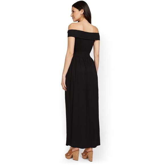 New York & Company Dresses & Skirts - NWT new york and company NY&C black off the shoulder maxi slit dress size S